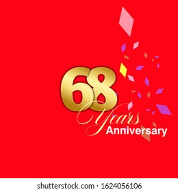 68 Year Anniversary Vector Template Design Illustration