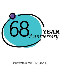 68 Year Anniversary Vector Template Design Illustration Blue Circle White Background