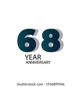 68 Year Anniversary Vector Template Design Illustration Blue Elegant White Background
