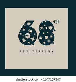 68 years or 68th anniversary logo abstract decorated round bold letters