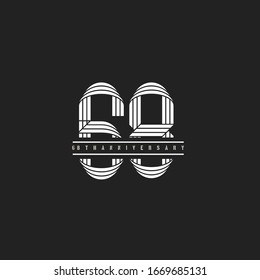 68 years or 68th anniversary logo linear letter abstract design