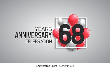 68 years anniversary celebration for company with balloons in square isolated on white background 