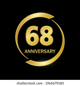 68 years anniversary celebration with elegant golden color and ring for anniversary celebration 
