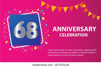 68 years anniversary celebration logo vector template design