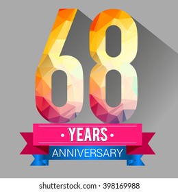 68 Years Anniversary Celebration Logo Colorful Stock Vector (royalty 