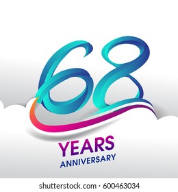 68 Years Anniversary Celebration Logo Birthday Stock Vector (royalty 