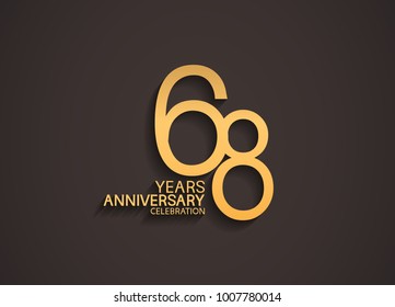68 years anniversary celebration logotype with elegant gold color for celebration