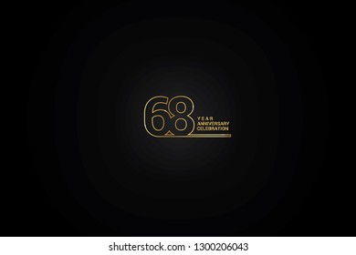 68 years anniversary celebration logotype. anniversary logo with golden and Spark light white color isolated on black background, vector design for celebration, invitation, greeting-Vector