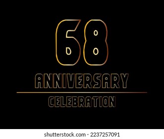 68 years anniversary celebration logotype. anniversary logo with golden color isolated on black background