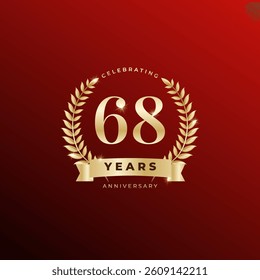 68 years anniversary celebration logotype with elegant modern number gold color for celebration
