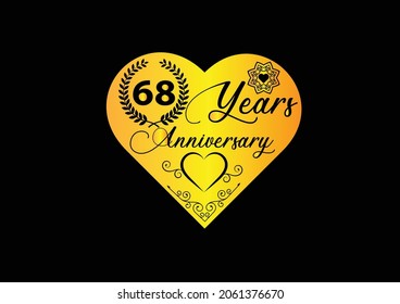 68 years anniversary celebration with love logo and icon design