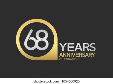 68 years anniversary celebration simple design with golden circle and silver color combination 