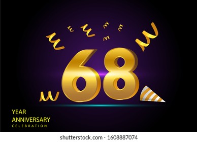 68 Years Anniversary Celebration Vector Template Design Illustration