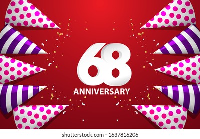 68 Years Anniversary Celebration Vector Template Design Illustration