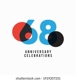 68 Years Anniversary Celebration Vector Template Design Illustration