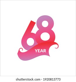 68 Years Anniversary Celebration Vector Template Design Illustration