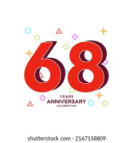 Ilustración de diseño de plantillas vectoriales de celebración de 68 años