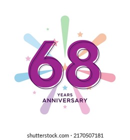 68 Years Anniversary Celebration Vector Template Design Illustration