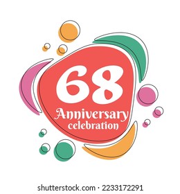 68 years anniversary design template. Abstract vector template illustration.
