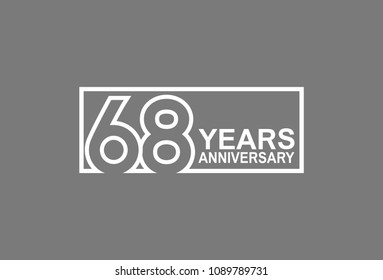 68 years anniversary line style white color in square isolated on gray color for celebration 