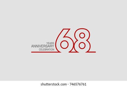 68 years anniversary linked logotype with red color isolated on white background for company celebration event