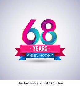 68 Years Anniversary Logo Blue Red Stock Vector (Royalty Free ...