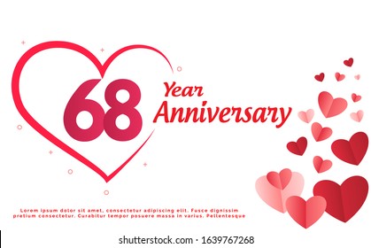 68 Years Anniversary Logo Celebration With Love for celebration event, birthday, wedding, greeting card, and invitation