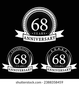 68 years anniversary logo collections. Set of 68th Anniversary logotype template. Vector and illustration.