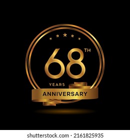 68 Years Anniversary Logo Gold Color Stock Vector (Royalty Free ...