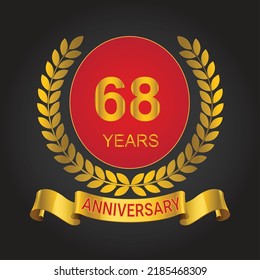 68 Years Anniversary Logo Template Gold Stock Vector (Royalty Free ...