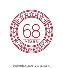 Plantilla de logotipo de 68 años. 68ª línea de arte vector e ilustración.