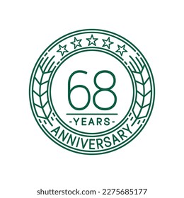 68 years anniversary logo template. 68th line art vector and illustration.