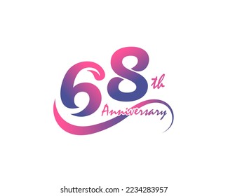 68 years anniversary logotype. 68th Anniversary template design for Creative poster, flyer, leaflet, invitation card