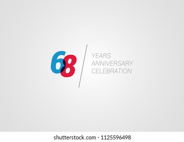 68 Years Anniversary logotype blend colorful font number isolated on white background