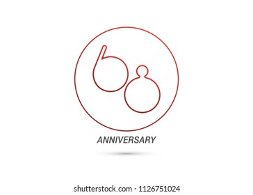 68 Years Anniversary logotype with rounded and simple red colored font numbers isolated on white background for company celebration event, birthday