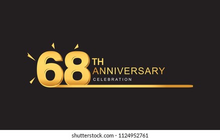 68 years anniversary logotype with single line golden and golden confetti for anniversary celebration
