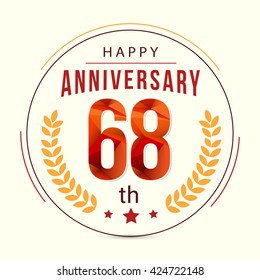 68 Years Anniversary with Low Poly Design and Laurel Ornaments