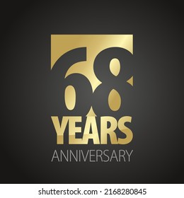 68 Jahre Jubiläum negative Leerzeichen Zahlen Gold schwarzes Logo Symbol Banner