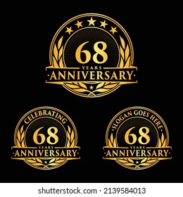 68 Jahre Jubiläum. 68. Kollektion des Feierlichen Logos. Vektorgrafik und Illustration. 