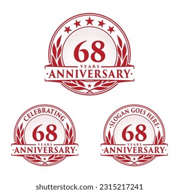 68 years anniversary set. 68th celebration logo collection. Vector and illustration. 