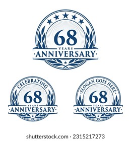 68 years anniversary set. 68th celebration logo collection. Vector and illustration. 