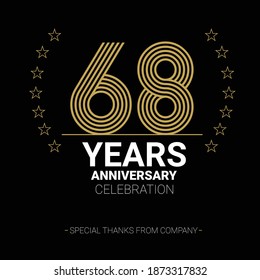 68 years anniversary vector icon, logo. Graphic design element with number and text composition for 68th anniversary.
