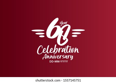 68 years anniversary white colors on red color with triple small stripes on left and right for greeting card, banner, invitation card - vector 