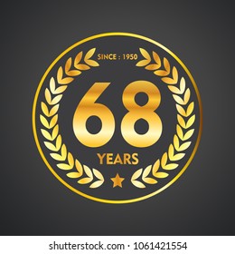 68 years of celebrations design badge vector 