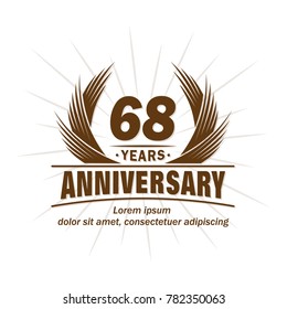 68 years design template. Anniversary vector and illustration template.
