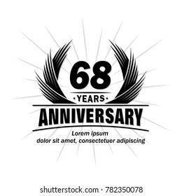 68 years design template. Anniversary vector and illustration template.