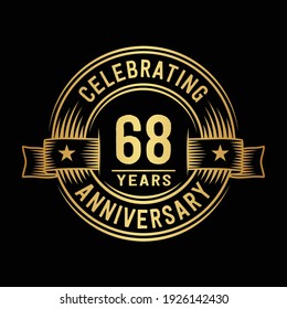 68 years logo design template. 68th anniversary vector and illustration.