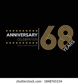 68 años celebrando el logo. feliz aniversario 68. Saludos celebran.