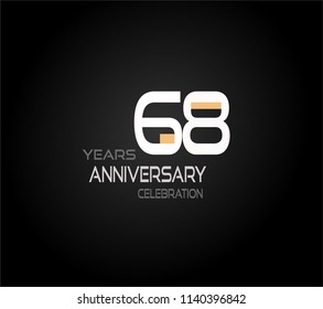 68 years simple black background with elegance white anniversary and orange, pink color accent