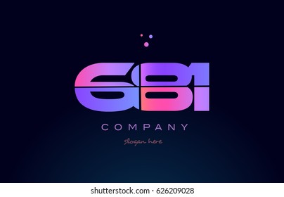 681 pink blue purple number digit numeral dots creative company logo vector icon design template